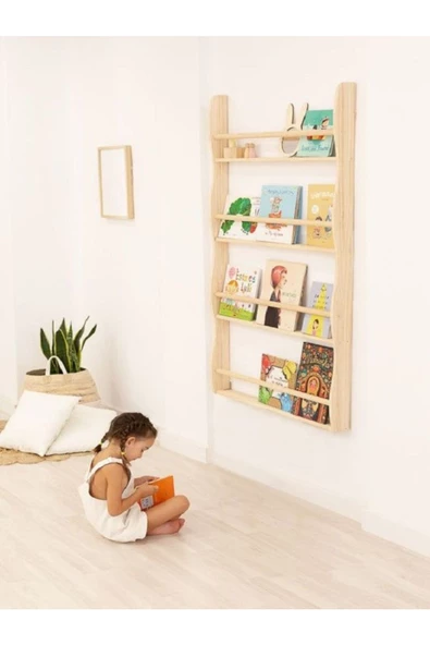 Nisa Doğal Masif Ahşap Montessori Kitaplık