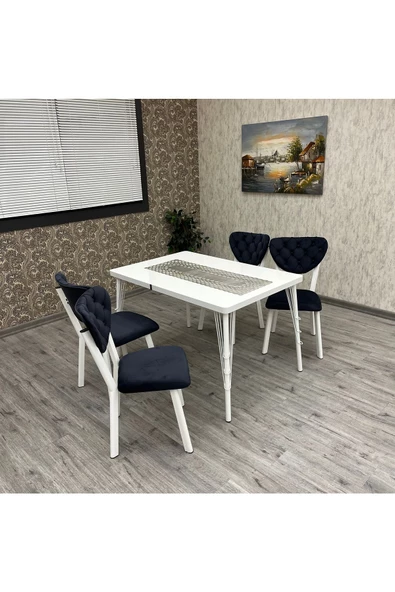 By Orhan Güzel Mutfak Masa Sandalye Takımı Akuamarin 80-120 Ck 4 Kişilik Mutfak Masası Takımı