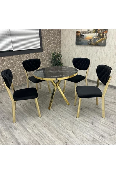 By Orhan Güzel Mutfak Masası Takımı 4 Kişilik Yuvarlak Masa Takımı