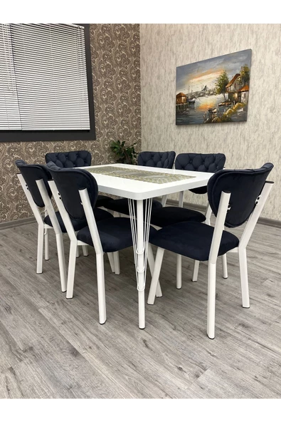 By Orhan Güzel Akuamarin 80-120 Ck Mutfak Masası Takımları ,6 Kişilik Mutfak Masası Takımı - Resim 2