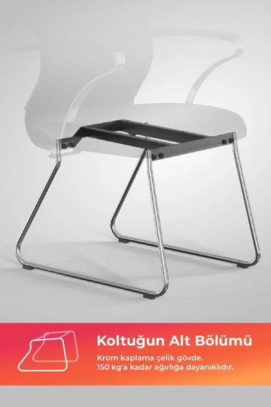 Ergolife Sit Well Bekleme Koltuğu | Krom Ayaklı, Bel Destekli, Deri, Siyah, Toplantı Sandalyesi -326.5D.1.6A4 - 5