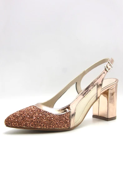 Erkan Saçmacı Panula Exclusive Rose Gold Taşlı Fileli Arkası Açık Abiye Ayakkabı - 2