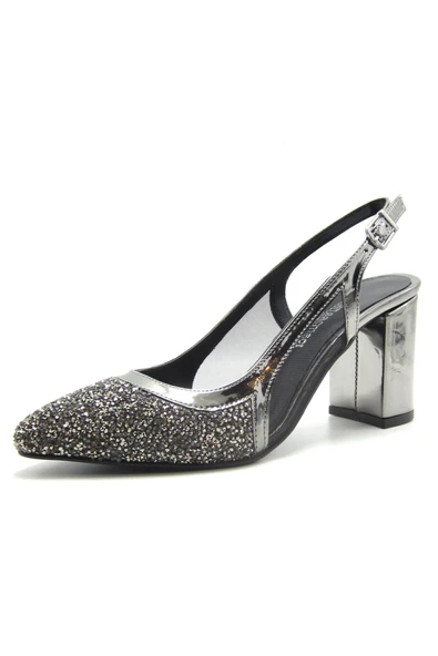 Erkan Saçmacı Panula Exclusive Platin Taşlı Fileli Arkası Açık Abiye Ayakkabı - Resim 2