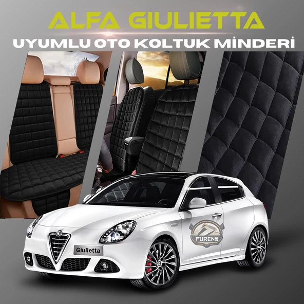 Alfa Romeo Giulietta Siyah Renk Tay Tüyü Cepli & Terletmez Sırtlı Oto Koltuk Minder Seti - Koltuk Koruma Kılıfı (ÖN & ARKA TAM SET) ürün görseli