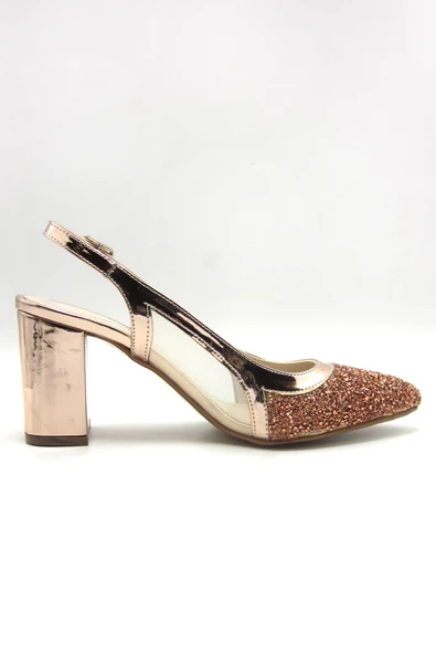 Erkan Saçmacı Panula Exclusive Rose Gold Taşlı Fileli Arkası Açık Abiye Ayakkabı - 3