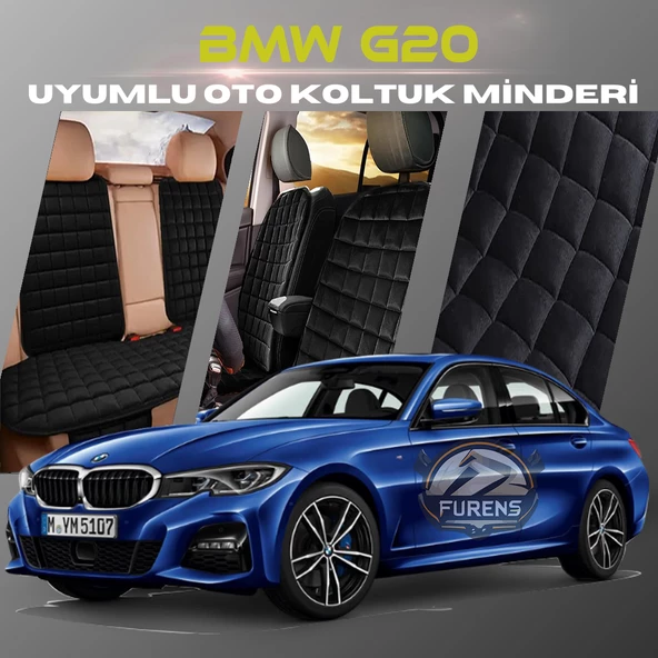Bmw G20 Siyah Renk Tay Tüyü Cepli & Terletmez Sırtlı Oto Koltuk Minder Seti - Koltuk Koruma Kılıfı (ÖN & ARKA TAM SET) ürün görseli