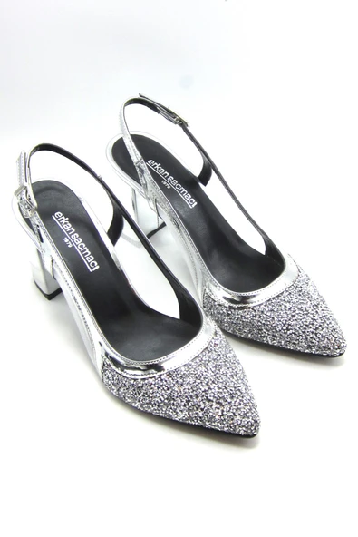 Erkan Saçmacı Panula Exclusive Gümüş Taşlı Fileli Arkası Açık Abiye Ayakkabı ürün görseli