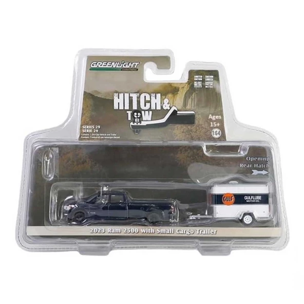 NessiWorld Greenlight 1/64 2023 Ram 2500 With Small Cargo Trailer Model Araba - 2