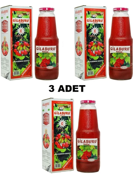 Kayseri Pazarı Organik Gilaburu Suyu Gilaburu Nektarı Şeker Ilavesiz 1000 ml 3 X 1 L