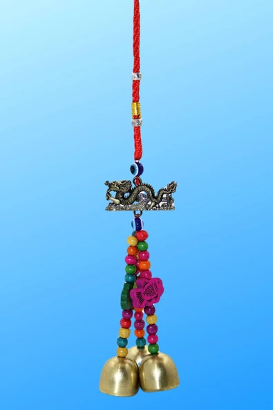 Feng Shui Dragon ve Üçlü Metal Çan 26 cm - 10