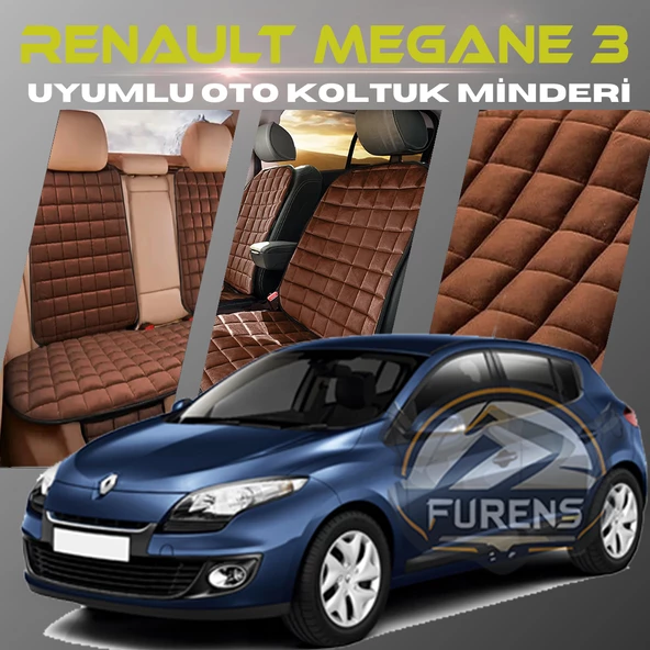Renault Megane 3 Kahverengi Renk Tay Tüyü Cepli & Terletmez Sırtlı Oto Koltuk Minder Seti - Koltuk Koruma Kılıfı (ÖN & ARKA TAM SET) ürün görseli