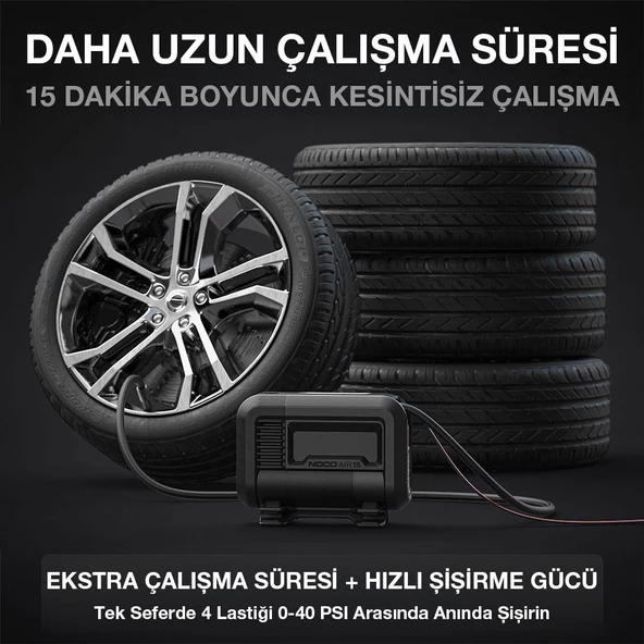 NOCO AIR15 12Volt 80 PSI Ayarlanabilir Dijital Basınç Göstergeli Profesyonel Lastik Şişirme Pompası - Resim 4