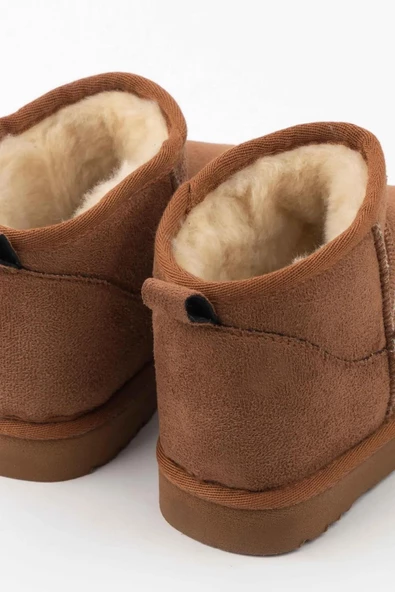 Fort Ecemnur Süet İçi Kürklü Mini Boy Bilekte Kısa Kadın Bot - 9