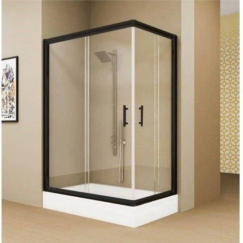 Siyah Profil Duşakabin + Dikdörtgen Duş teknesi