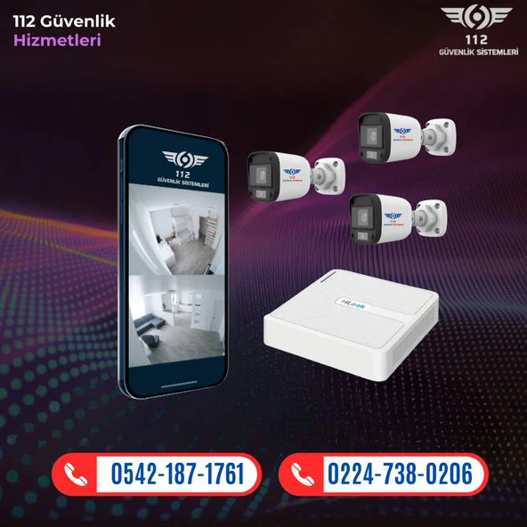112 Güvenlik Kamera Paketi (3'lü Sistem)