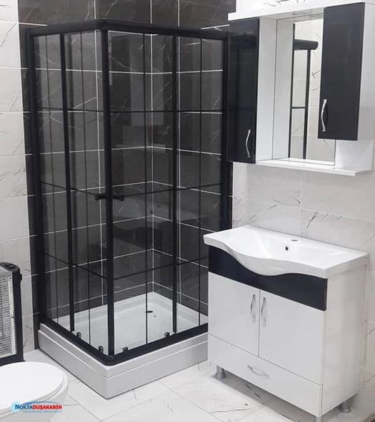 Siyah Karolaj Duşakabin Kare Duş Teknesi KD110