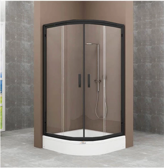 Siyah Profil Duşakabin + Oval Duş teknesi