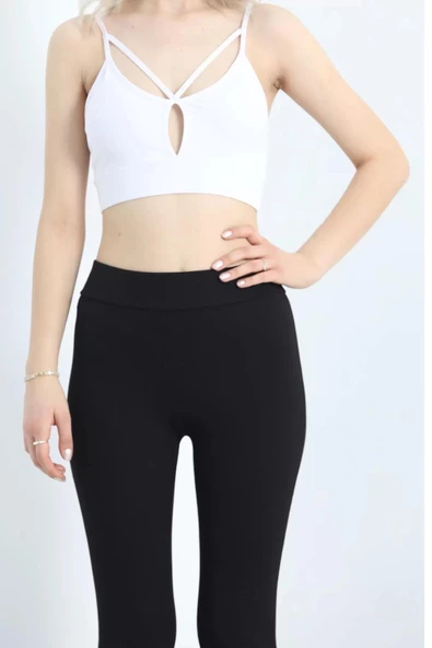 Fitilli Şardonlu İspanyol Tayt Siyah - 20124.1098. - 3