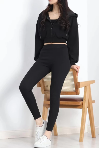 Şardonlu Ribana Tayt Siyah - 20113.1567. - 7