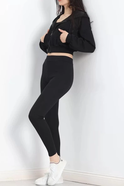 Şardonlu Ribana Tayt Siyah - 20113.1567. - 4