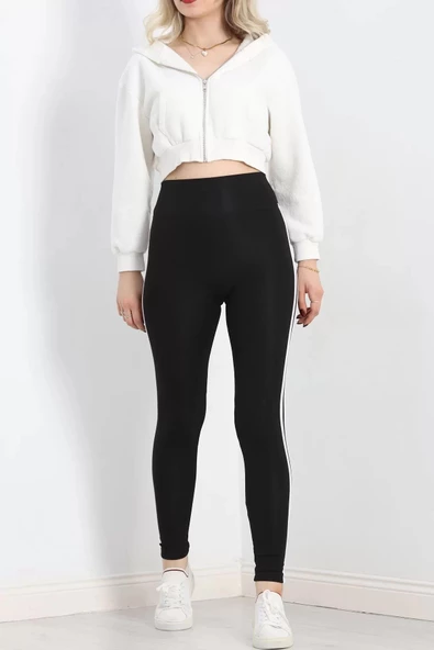 Şeritli Şardonlu Tayt Siyah - 20258.1098. - 2