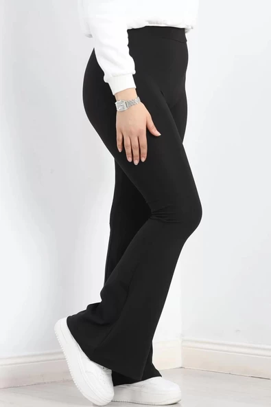 Büyük Beden Şardonlu İspanyol Dalgıç Tayt Siyah - 20121.1098. - 6