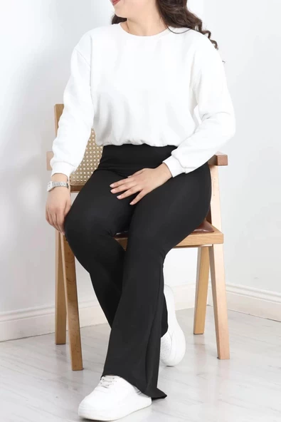 Büyük Beden Şardonlu İspanyol Dalgıç Tayt Siyah - 20121.1098. - 2