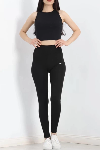 Şardonlu Baskılı Dalgıç Tayt Siyah - 20118.1098. - 7