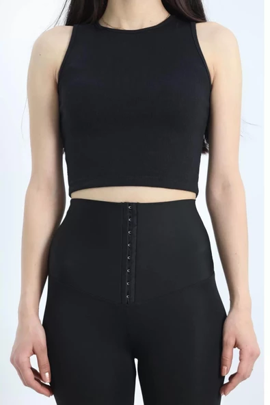 Agraflı Yüksel Bel Tayt Siyah - 20141.1881. - 3