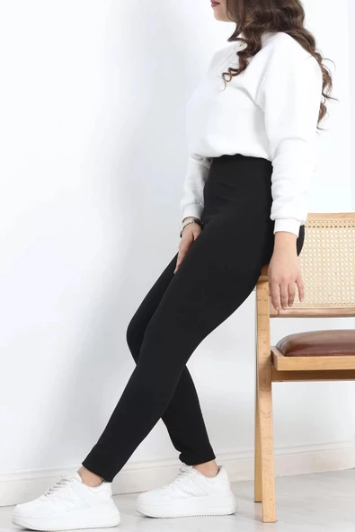 Büyük Beden Şardonlu Fitilli Tayt Siyah - 20123.1098. - 2