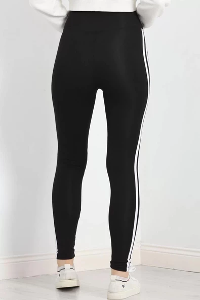 Şeritli Şardonlu Tayt Siyah - 20258.1098. - 7