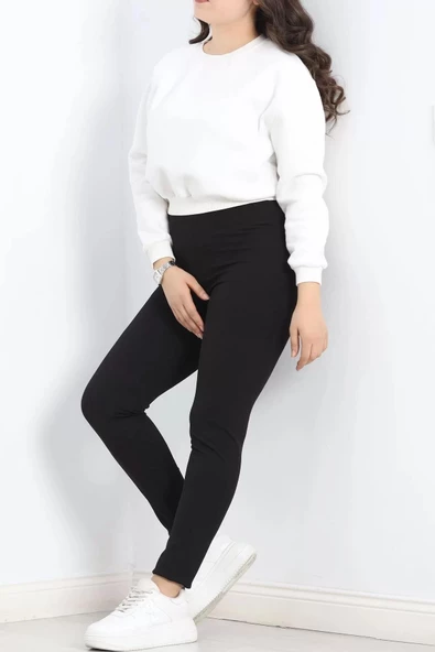 Büyük Beden Şardonlu Fitilli Tayt Siyah - 20123.1098. - 6