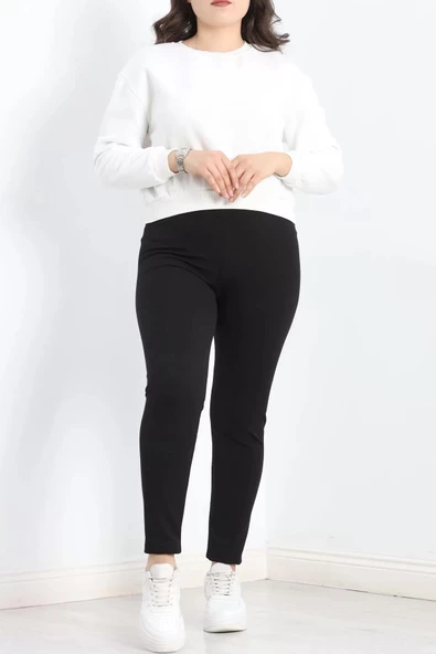 Büyük Beden Şardonlu Fitilli Tayt Siyah - 20123.1098. - 4