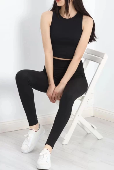 Şardonlu Baskılı Dalgıç Tayt Siyah - 20118.1098. - 4