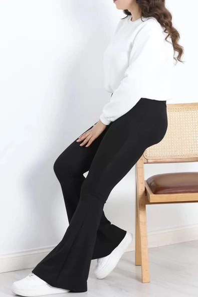 Büyük Beden Şardonlu İspanyol Dalgıç Tayt Siyah - 20121.1098. - 4