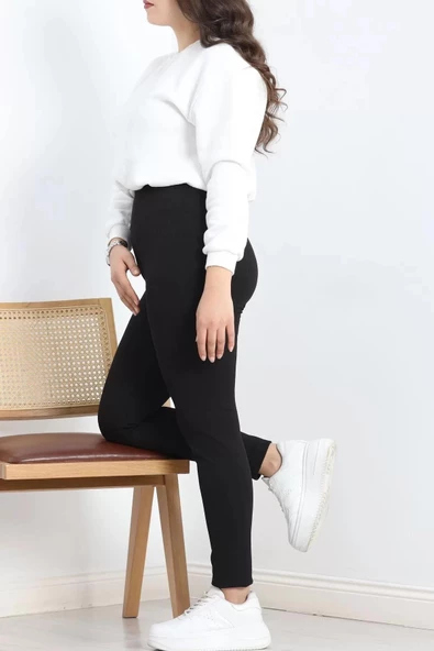 Büyük Beden Şardonlu Fitilli Tayt Siyah - 20123.1098. - 7