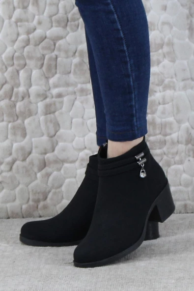 Fort 42303 Rahat Alçak Topuk Toka Taş Detaylı Sıcak Astar Kadın Bot - Resim 3