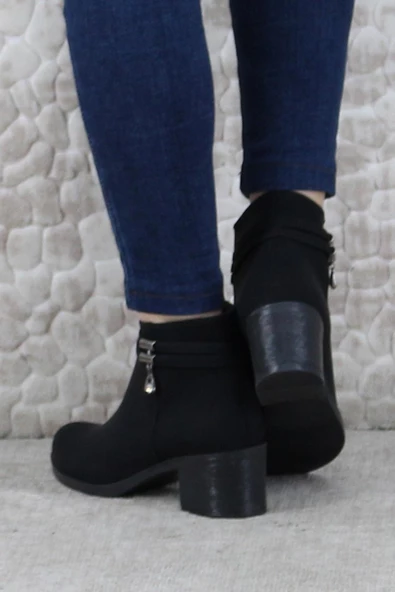 Fort 42303 Rahat Alçak Topuk Toka Taş Detaylı Sıcak Astar Kadın Bot - Resim 4