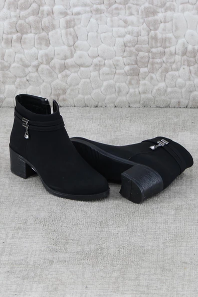 Fort 42303 Rahat Alçak Topuk Toka Taş Detaylı Sıcak Astar Kadın Bot - Resim 5