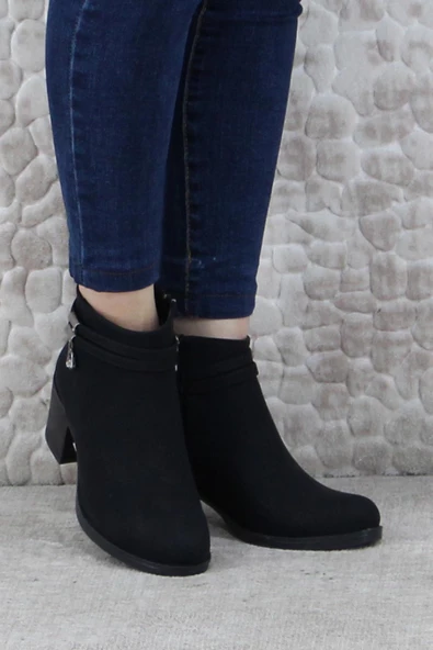 Fort 42303 Rahat Alçak Topuk Toka Taş Detaylı Sıcak Astar Kadın Bot - Resim 2