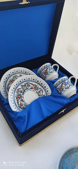 Kadife Kutulu İkili Topkapı Hediyelik Porselen Fincan Takımı - 4
