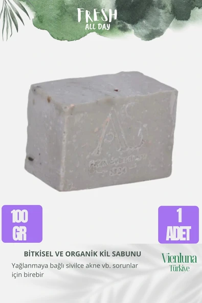 Özel Üretim El Yapımı %100 Doğal Ferah Kokulu El Yüz Saç Vücut Cilt Dostu Orijinal Kil Sabunu 1 Adet