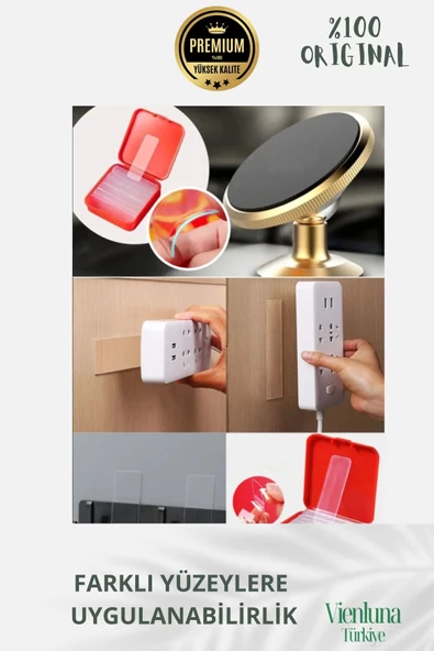 Özel Tasarım Süper Güçlü Yapışkan Kolay Çıkarılabilir 60 Parça Çift Taraflı Şeffaf Bant 3'lü Set - Resim 2