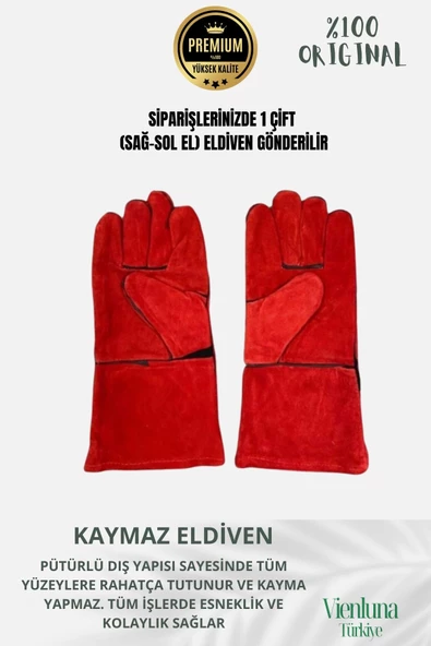 Özel Üretim Yanmaz Isıya Dayanıklı Eldiven Kaynak Yangın Için Su Geçirmez Çok Amaçlı Deri Eldiven - 2