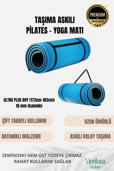 Lüks İki Yüzeyli Kayma Önleyici Silinebilir Hijyenik Yoga Minderi Pilates Meditasyon Matı 16 mm