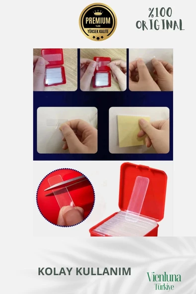 Özel Tasarım Süper Güçlü Yapışkan Kolay Çıkarılabilir  60 Parça Çift Taraflı Şeffaf Bant - Resim 5