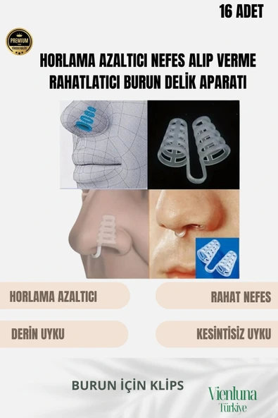 Premium Kalite Horlama Azaltıcı Nefes Alış Veriş Kolaylaştırıcı Burun Filesi Aparatı 16'lı Set