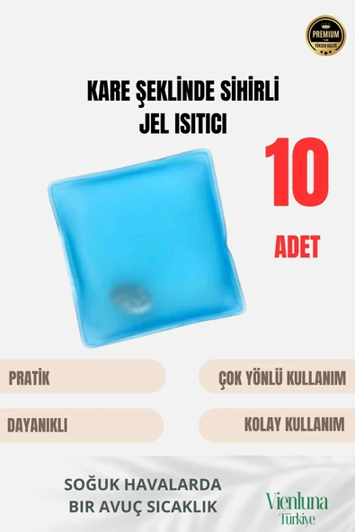 Çok Amaçlı Soğuk Havalarda Kare Şeklinde Sihirli Jel El Sıcak Tutan Isıtıcı Torba Cep Sobası 10 Adet