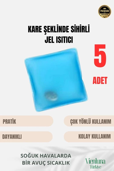 Çok Amaçlı Soğuk Havalarda Kare Şeklinde Sihirli Jel El Sıcak Tutan Isıtıcı Torba Cep Sobası 5 Adet