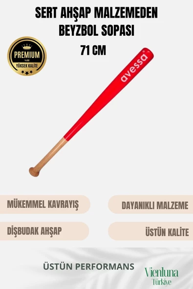 Premium Kalite Mükemmel Kavrayışlı Kırılmaz Ultra Dayanıklı Ahşap 28" Baseball Beyzbol Sopası 71 Cm